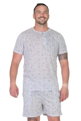 EloModa Capri-Pyjama Herren Pyjama Shorty und T-Shirt Schlafanzug Grau