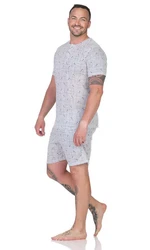 EloModa Capri-Pyjama Herren Pyjama Shorty und T-Shirt Schlafanzug Grau