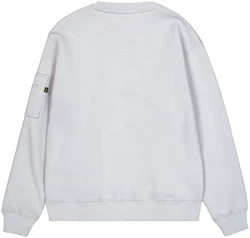 Alpha Industries Sweatshirt Satin Logo Sweater Weiß/Hellgrau/Rot/Grau