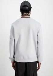Alpha Industries Sweatshirt Satin Logo Sweater Weiß/Hellgrau/Rot/Grau
