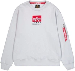 Alpha Industries Sweatshirt Satin Logo Sweater Weiß/Hellgrau/Rot/Grau