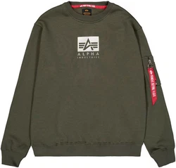 Alpha Industries Sweatshirt Satin Logo Sweater Dunkelgrün