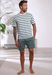 H.I.S Pyjama für Herren aus Baumwoll-Mix Grün