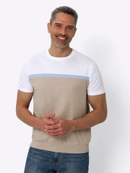 Sieh an! T-Shirt Rundhals-Shirt Weiß/Beige/Creme/Mischfarben