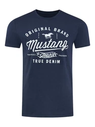 MUSTANG T-Shirt Printshirt Basic Regular Tee Dunkelblau