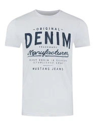 MUSTANG T-Shirt Herren Printshirt Basic Regular Tee Shirt Schwarz/Weiß/Blau/Grau