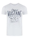 MUSTANG T-Shirt Basic Print Weiß/Beige