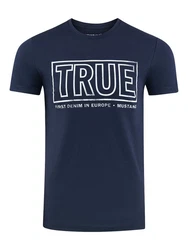 MUSTANG T-Shirt Herren Printshirt Regular Fit Blau