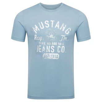 MUSTANG Herren T-Shirt Rundhals Kurzarm Logo Print 