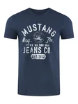 MUSTANG Herren T-Shirt Rundhals Kurzarm Logo Print Dunkelblau/Blau