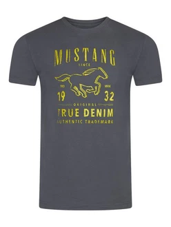 MUSTANG T-Shirt Herren Printshirt Regular Fit Grau/Dunkelgrau/Dunkelgrün/Dunkelblau/Blau