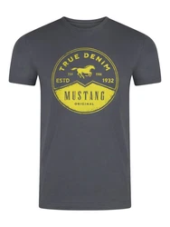 MUSTANG T-Shirt Herren Printshirt Regular Fit Dunkelgrau/Grau