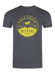 MUSTANG T-Shirt Herren Printshirt Regular Fit Dunkelgrau/Grau