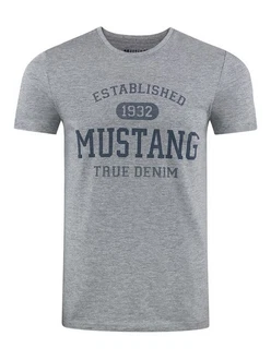 MUSTANG T-Shirt Herren Printshirt Regular Fit Grau/Dunkelblau/Dunkelgrau/Braun/Blau