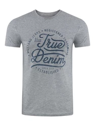 MUSTANG T-Shirt Basic Print Blau/Grau/Hellblau