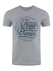 MUSTANG T-Shirt Basic Print Blau/Grau/Hellblau
