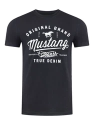 MUSTANG T-Shirt Printshirt Basic Regular Tee Schwarz/Weiß/Blau/Grau (1004413-4142)