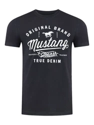 MUSTANG T-Shirt Printshirt Basic Regular Tee Schwarz/Weiß/Blau/Grau (1004413-4142)