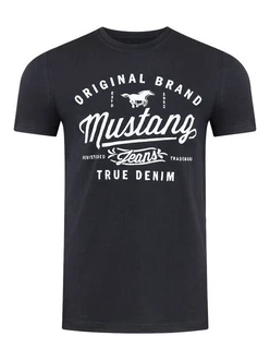 MUSTANG T-Shirt Printshirt Basic Regular Tee Schwarz/Weiß/Blau/Grau (1004413-4142)