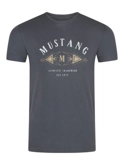 MUSTANG T-Shirt Herren Printshirt Regular Fit Braun/Rot/Dunkelblau/Beige/Dunkelgrau/Grau