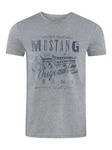 MUSTANG T-Shirt Herren Printshirt Regular Fit Grau/Dunkelgrau