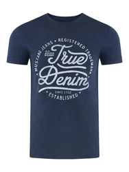MUSTANG T-Shirt Basic Print Schwarz/Weiß/Blau/Grau/Mood Indigo (1000292-5228)
