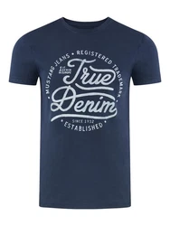 MUSTANG T-Shirt Basic Print Schwarz/Weiß/Blau/Grau/Mood Indigo (1000292-5228)