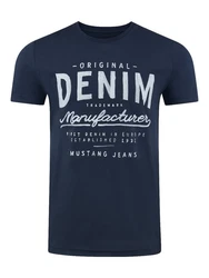MUSTANG T-Shirt Herren Printshirt Basic Regular Tee Shirt Mood Indigo (1004544-5228)