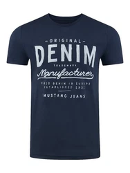 MUSTANG T-Shirt Herren Printshirt Basic Regular Tee Shirt Mood Indigo (1004544-5228)