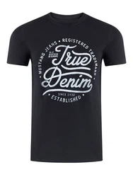MUSTANG T-Shirt Basic Print Blau/Hellblau/Dunkelblau