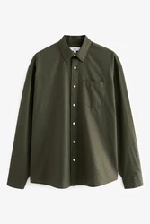 Next Herrenhemd Relaxed Fit Oxford-Hemd Dunkelgrün/Grün