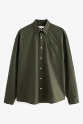 Next Herrenhemd Relaxed Fit Oxford-Hemd Dunkelgrün/Grün