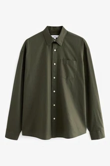 Next Herrenhemd Relaxed Fit Oxford-Hemd Dunkelgrün/Grün