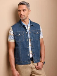 Sieh an! Jerseyweste Jeans-Weste Dunkelblau/Blau/Hellblau