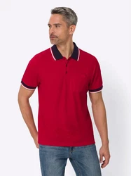 Sieh an! T-Shirt Kurzarm-Poloshirt Rot/Dunkelrot/Lila