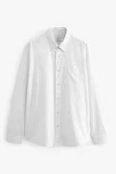 Next Herrenhemd Relaxed Fit Oxford-Hemd Weiß/Grau