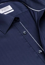 Vincenzo Boretti Businesshemd super tailliert stretch Dunkelblau/Hellblau