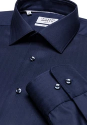 Vincenzo Boretti Businesshemd super tailliert stretch Dunkelblau/Hellblau
