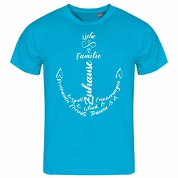 deinshirt Print-Shirt Herren T-Shirt Liebe Familie Anker Funshirt Blau/Türkis