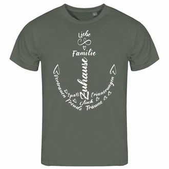 deinshirt Print-Shirt Herren T-Shirt Liebe Familie Anker Funshirt Dunkelgrün/Grün