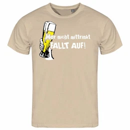 Print-Shirt Herren T-Shirt Wer nicht mittrinkt fllt auf Funshirt mit Motiv