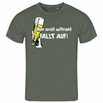 deinshirt Print-Shirt Herren T-Shirt Wer nicht mittrinkt fllt auf Funshirt Beige/Dunkelgrün