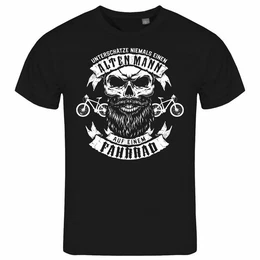 Print-Shirt Herren T-Shirt Unterschtze niemals einen alten Mann auf einem Fahrrad Funshirt mit Motiv