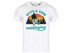 deinshirt Print-Shirt Vater und Sohn Unschlagbar Funshirt mit Motiv Hellblau/Weiß/Creme