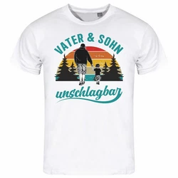 deinshirt Print-Shirt Vater und Sohn Unschlagbar Funshirt mit Motiv Hellblau/Weiß/Creme