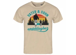 deinshirt Print-Shirt Vater und Sohn Unschlagbar Funshirt mit Motiv Gelb/Weiß/Blau/Khaki/Hellblau