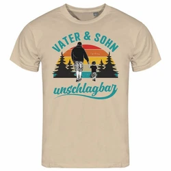 deinshirt Print-Shirt Vater und Sohn Unschlagbar Funshirt mit Motiv Gelb/Weiß/Blau/Khaki/Hellblau