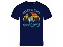deinshirt Print-Shirt Vater und Sohn Unschlagbar Funshirt mit Motiv Hellblau/Dunkelblau/Blau