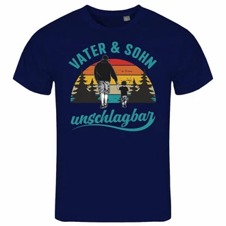 deinshirt Print-Shirt Vater und Sohn Unschlagbar Funshirt mit Motiv Hellblau/Dunkelblau/Blau