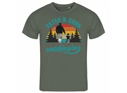 deinshirt Print-Shirt Vater und Sohn Unschlagbar Funshirt mit Motiv Dunkelgrün/Braun/Grün